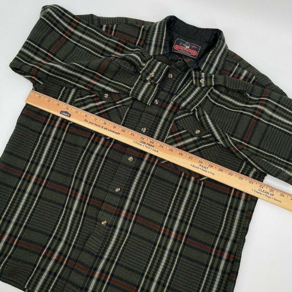 VINTAGE 90s Back Packer Sportswear Plaid Flannel Green Brown Blue Size Large - Picture 6 of 6